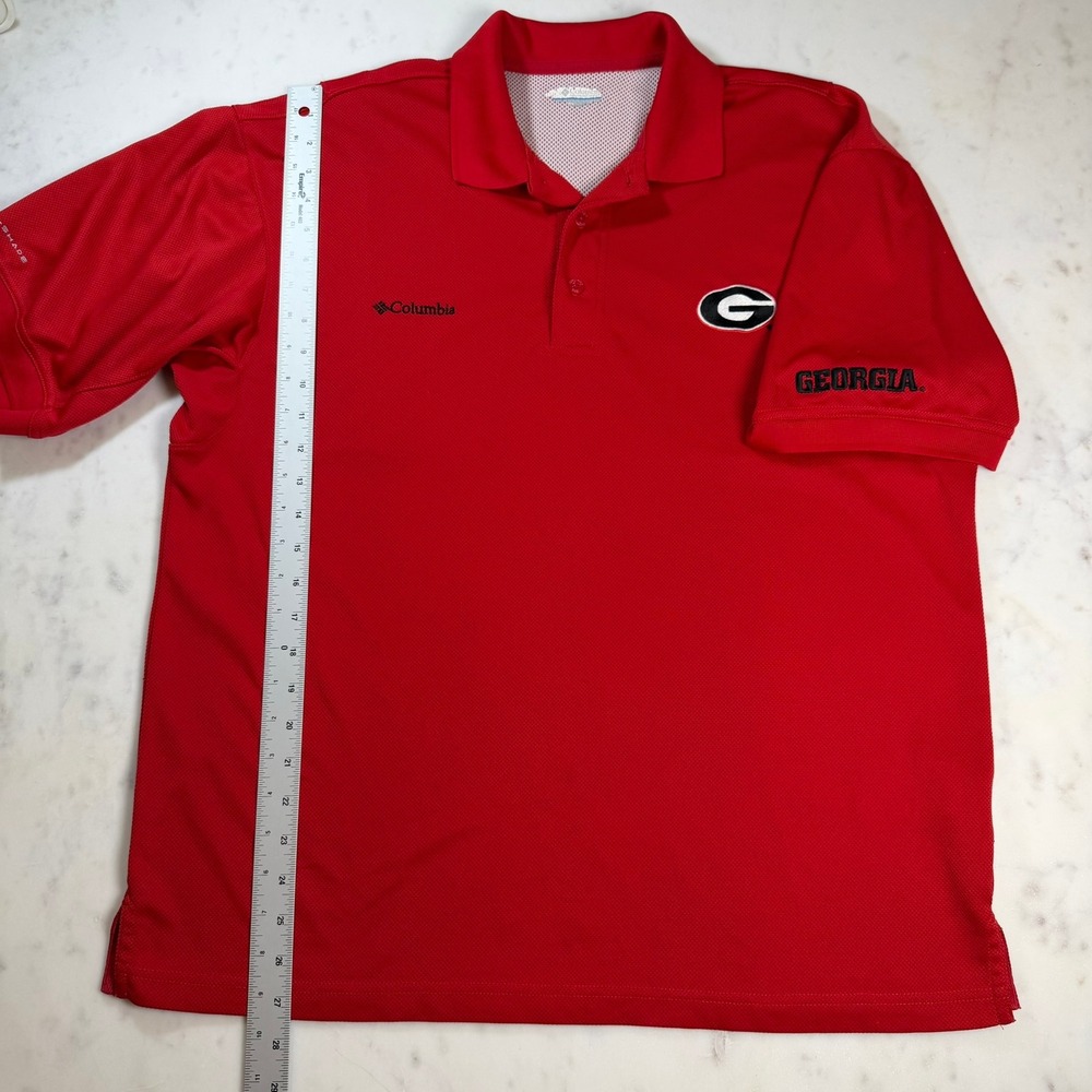 Columbia PFG Polo Mens Medium‎ Red Georgia Bulldogs NCAA Omni-Shade Vented Back - Picture 3 of 9